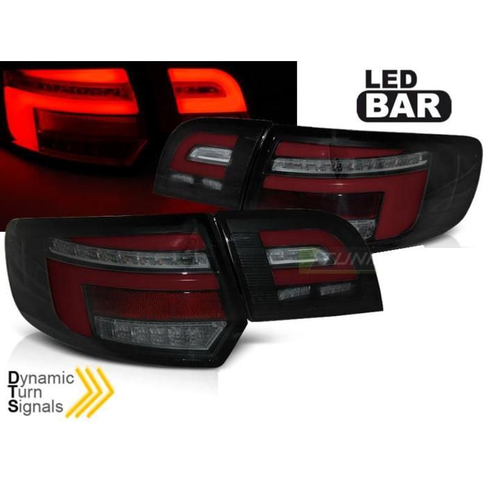 Paire de feux arriere Audi A3 8P sportback de 2008 a 2012 FULL LED BAR rouge et noir-38212204