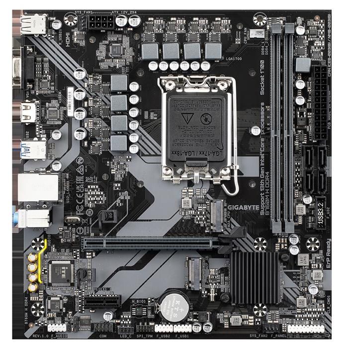 Carte mère GIGABYTE B760M H DDR4 SDRAM Intel B760 Socket LGA1700 2xDDR4 SDRAM 64GB Micro ATX - Gigabyte