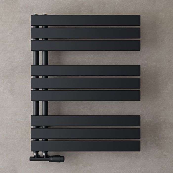 doporro Radiateur de Salle de Bain Sèche-Serviette 76x60cm Radiateur à Eau Chaude ou Électrique Gris Noir Sèche-Serviettes Design FN