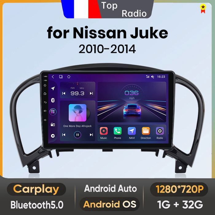 Autoradio Android 9 Pouces Pour Nissan Juke 2010-2019 - CarPlay, GPS, 4G+128G, écran Tactile
