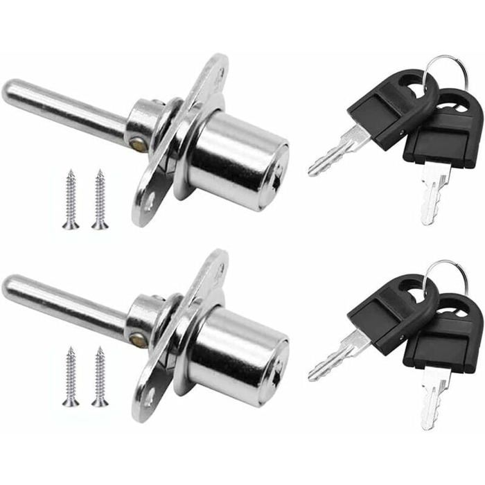 Lot De 2 Serrures De Boîte à Outils En Forme De T - Acier Inoxydable Avec 2 Clés - Pour Camion, Remorque, Camping-Car - Noir