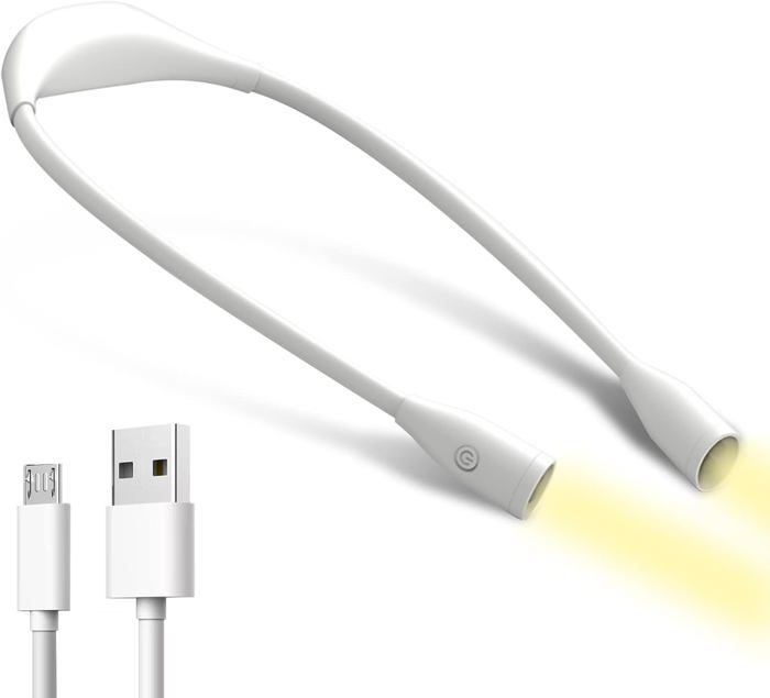 Lampe de lecture LED - Lampe de cou - Rechargeable 3 températures - Bras flexibles 360° - Protection yeux
