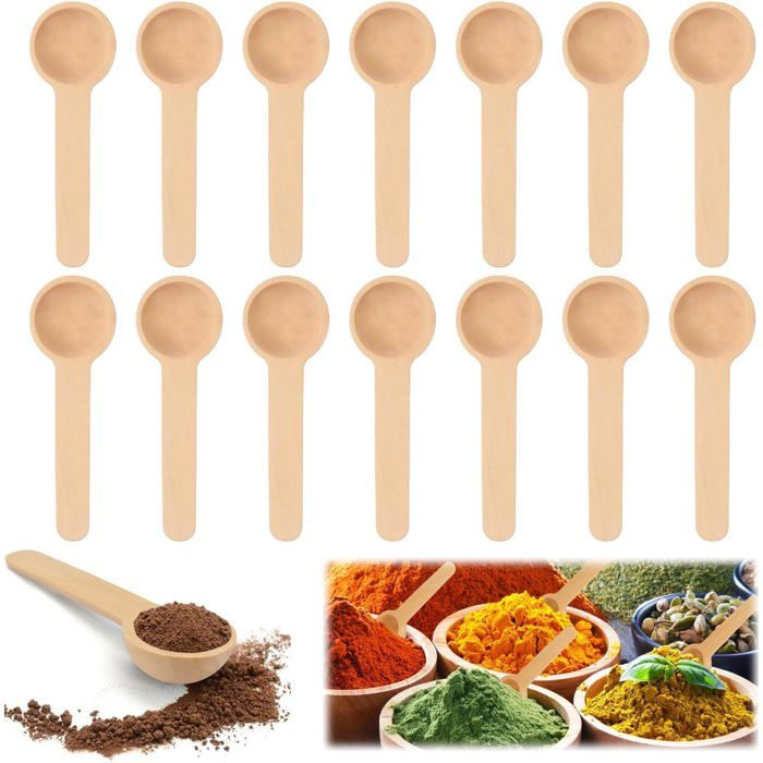 Lot De 25 Mini Cuillères En Bois Pour épices, Miel, Café - Dimensions 6,8 X 2,5 Cm - Cuillères De Service En Bois Naturel - 3