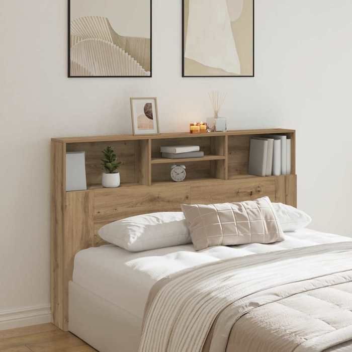vidaXL Armoire de tête de lit chêne artisanal 160x19x1035 cm 856871