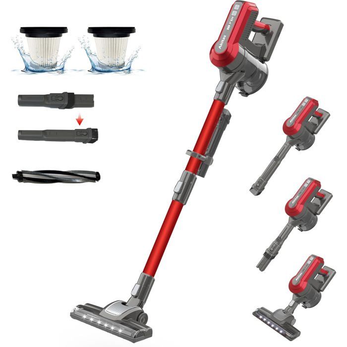 Aspirateur balai sans fil - 1001 PILES BATTERIES - V10 - 30V 450W - 50 min autonomie - 215 kg