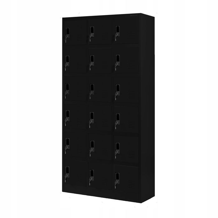 Armoire vestiaire à casiers KAROL 18 compartiments noir 900x1850x400 mm