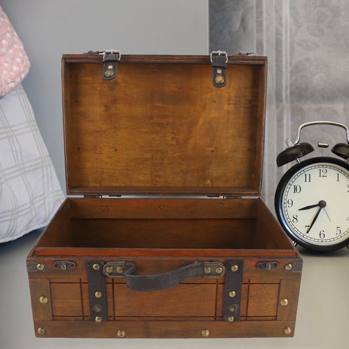 SURENHAP Coffre en bois Poitrine en bois portable portable vintage en détresse en bois multifonctionnel de meuble rangement Grand