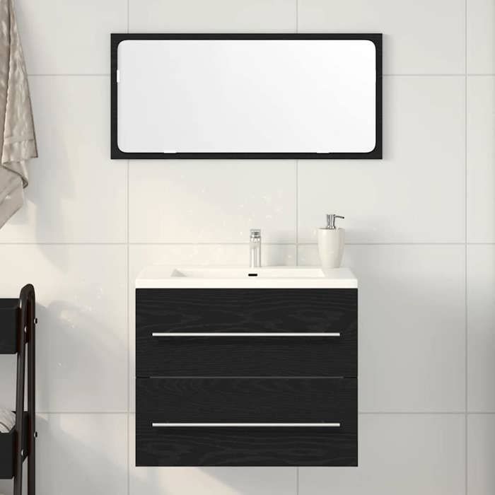 Autumn saleMeuble pour Vasque à Poser/Meuble WC - Meuble de salle de bain avec lavabo chêne noir 60x385x48 cm 2025867250