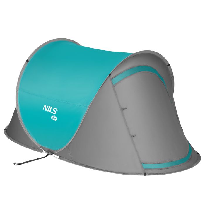 Tente de camping auto-dépliable - NILS CAMP - NC3743 - 220x120x95 cm - Turquoise - Protection UV 30 spf