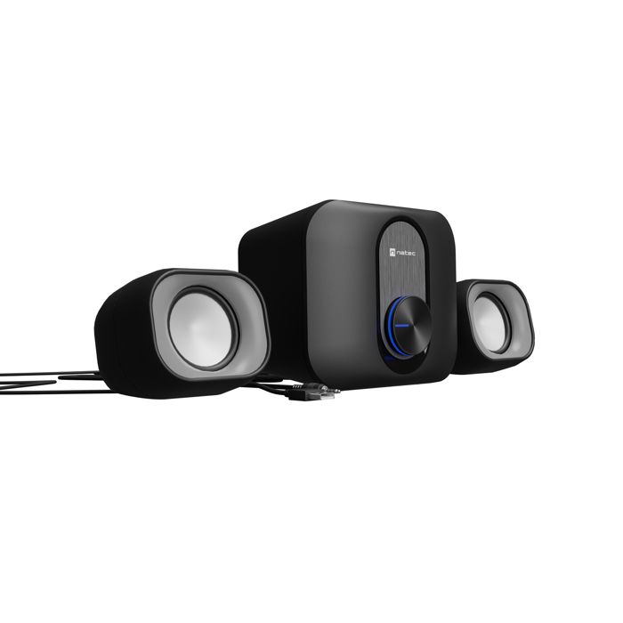 Natec Enceintes 2.1 - PUG - 11W - Noir - Subwoofer intégré