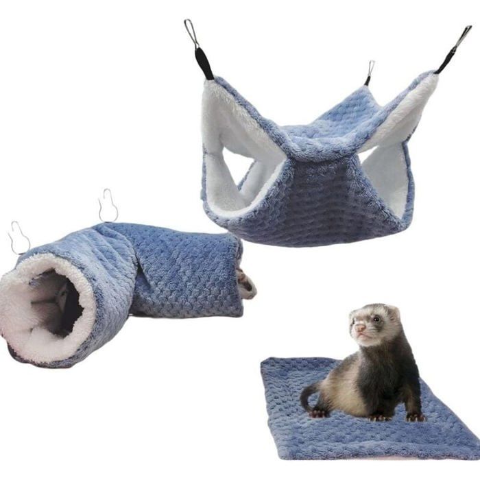Lot de 3 hamacs pour rats et furets accessoires cage lit suspendu