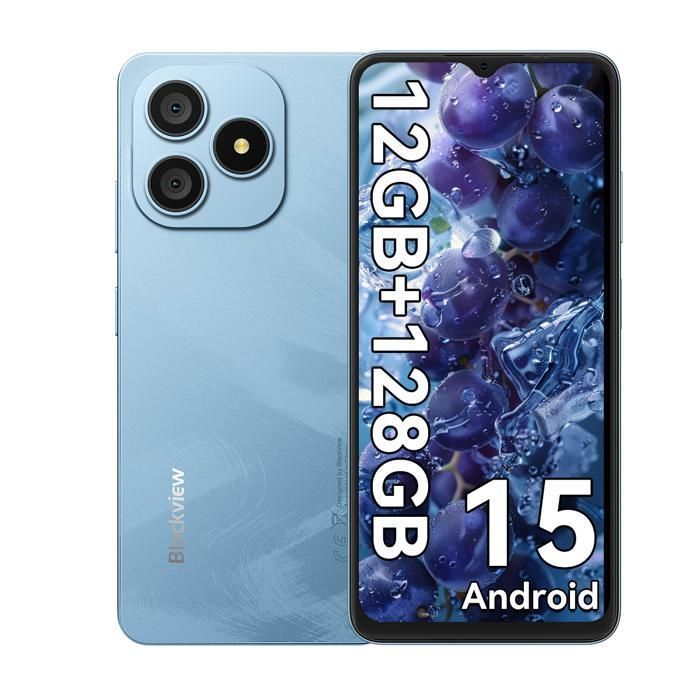 Telephone Portable Pas Cher Blackview WAVE 9C Smartphone 656 HD+12Go(4+8 ext)/128Go5000mAhAndroid 15Dual SIMFace IDBleu