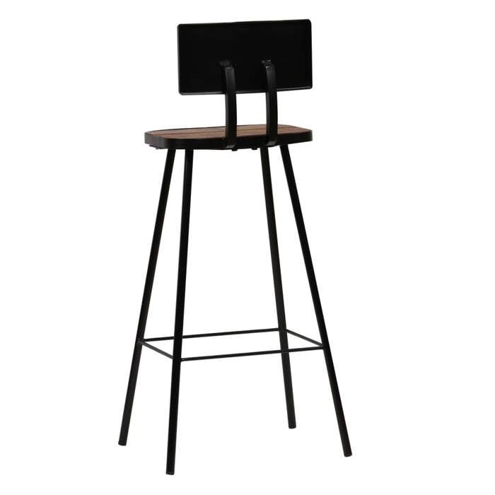 Tabourets de bar en bois massif recyclé - WIENS - Lot de 4 - 45x36x99 cm - Brun - Siège en bois massif - Cadre en acier