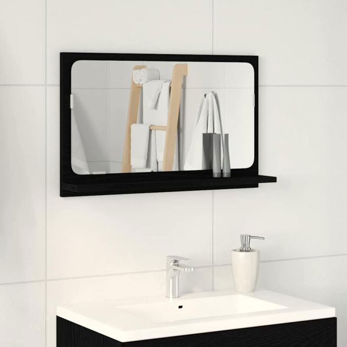 VIDAXL Miroir de salle de bain chêne noir 60x105x37 cm avec étagère - Bois dingénierie fini mat