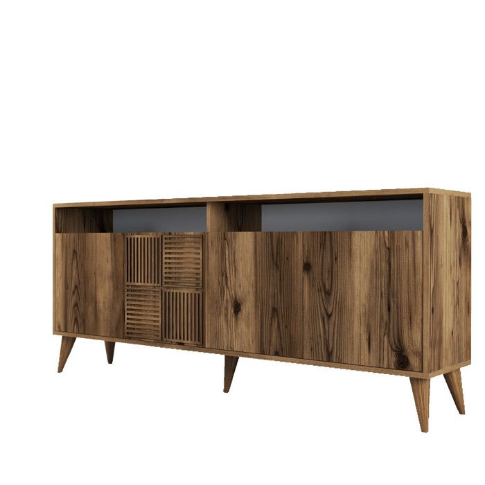 Buffet en bois Milan - 180 x 35 x 78 cm - Noyer Buffet en bois Milan - 180 x 35 x 78 cm - Noyer