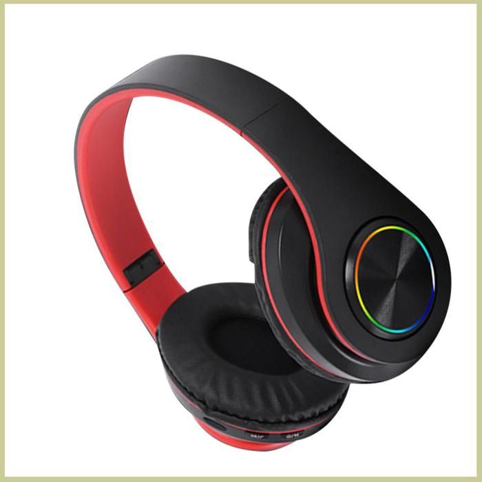 Cocosity casque sans fil Casque Bluetooth avec lumière RGB réduction du bruit des basses profondes casque son piece Noir Rouge