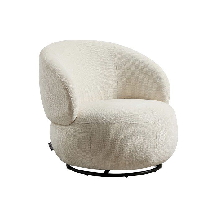 Fauteuil rotatif en tissu texturé beige LACAZO Fauteuil rotatif en tissu texturé beige LACAZO