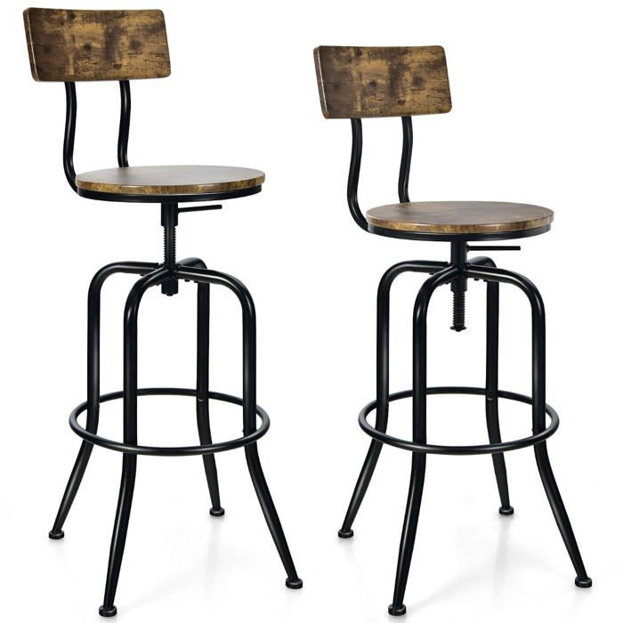 Tabourets de bar - HELLOSHOP26 - Modèle industriel - Dossier amovible - Réglable 69-76 cm - Structure métal Tabourets de bar - HELLOSHOP26 - Modèle industriel - Dossier amovible - Réglable 69-76 cm - Structure métal