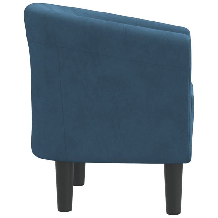 Fauteuil simple - Bleu - Chaise cabriolet - 1 PC - bleu foncé velours 70x56x68 cm F8144