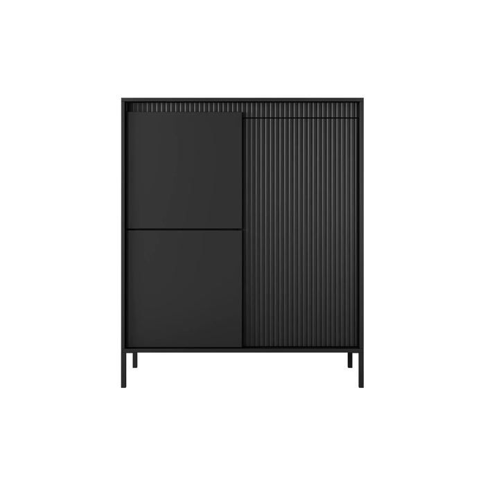 ALINA - Commode 2 portes pieds en métal - Noir