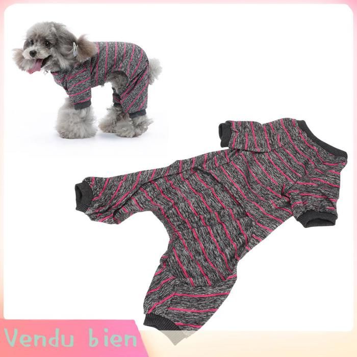 Garosa Pyjamas rayés pour chiens Pyjama rayé pour chien fin et respirant 4 pattes vêtements pour animaux animalerie blouson S S