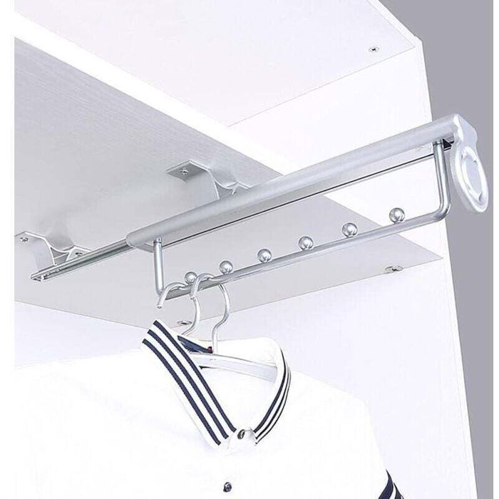 35CM Heavy Duty Porte-Vêtements Extractible Porte Pantalon Cintre Coulissant Penderie Telescopique Rail De Suspension Pour Armoi