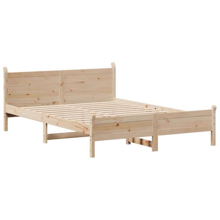 BESTLIFE Cadre de lit sans matelas 140x190 cm bois de pin massifavec manuel de montage（46140502）VIDAXL