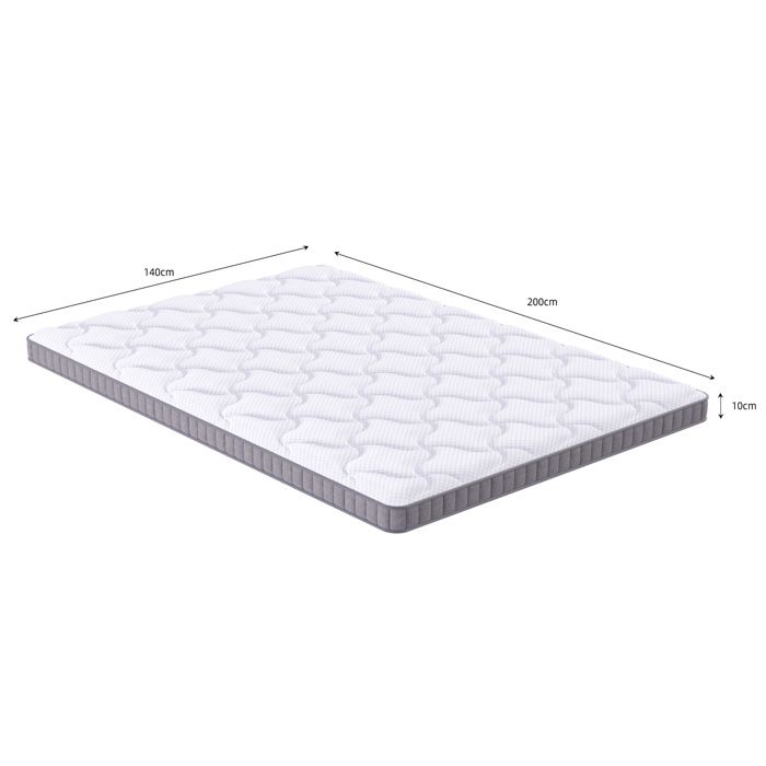 Matelas à Ressorts Ensachés 7 Zones 140 × 200 × 10 cm H3 pour Canapé-lit et Lit Pliant - ELVMI - OEKO-TEX