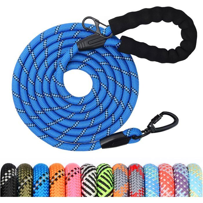 Longe de dressage pour chien 3 m - 1 2 cm - Poignée rembourrée - Crochet verrouillable - Rotation 360°
