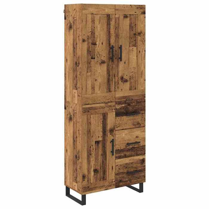 Bois Highboard rectangulaire Buffet haut Haut Armoire Bois ancien 695x34x180 cm Bois dingénierie bb7501