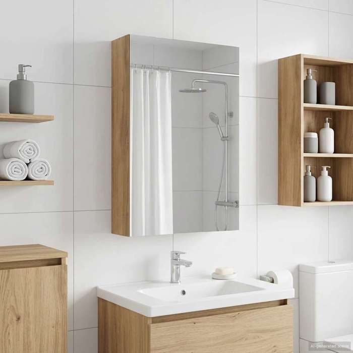 ELORAN®Armoire Miroir de Salle de Bain - Chêne artisanal - Armoire Dintérieur Moderne_00950993