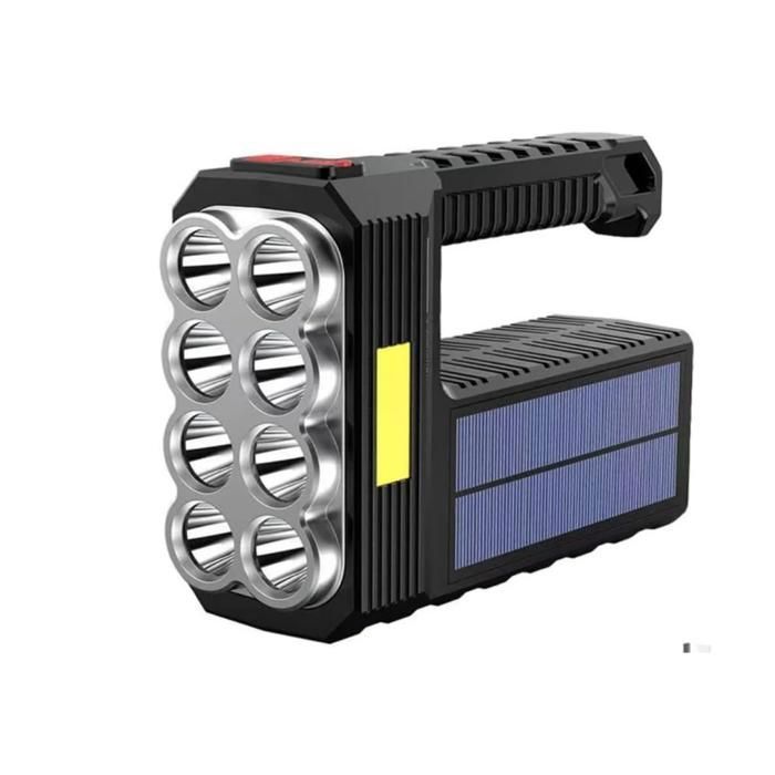 Lampe de poche solaire portable à 8 LED rechargeable et ultra-lumineuse équipement de travail puissant.