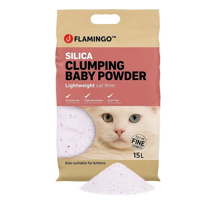 Litière pour Chats - Parfum Talc pour bébé - 17L pour 20 SEMAINES - Grains Fins - neutralisent Les odeurs désagréables - Douce