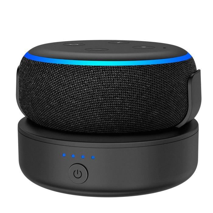 10000mAh Noir-Base De Batterie Pour Alexa Echo Dot 3e Génération