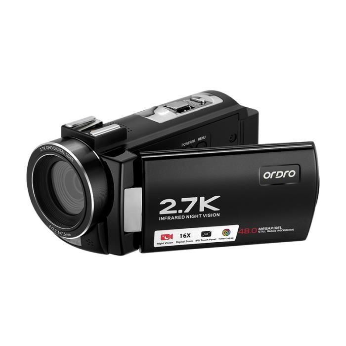 Caméscope Numérique 4K HD Vision Nocturne WiFi Zoom Optique 12X Noir