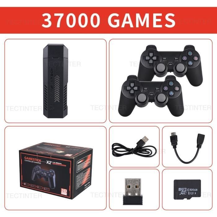 64g avec boîte - Console de jeu vidéo X2 Plus, 4K, délibérément Stick ...