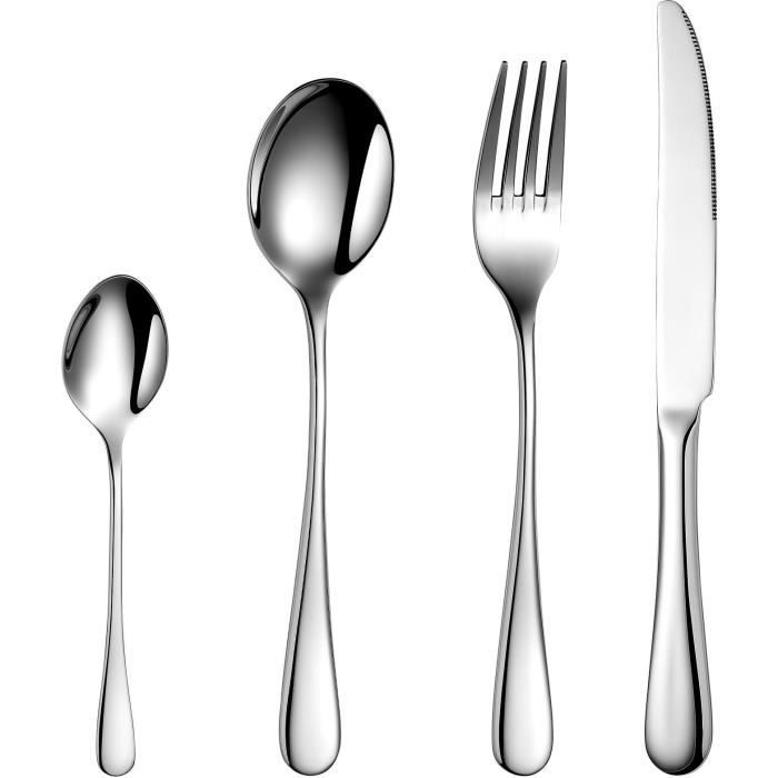 Ménagères ARTHUR MARTIN AM2202 24 pièces Acier inoxydable Finition miroir poli avec manche