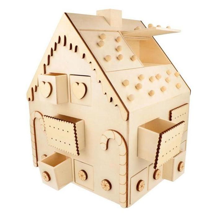 Calendrier de l'Avent bois Maison en pain d'épices 33 x 26 x 23 cm