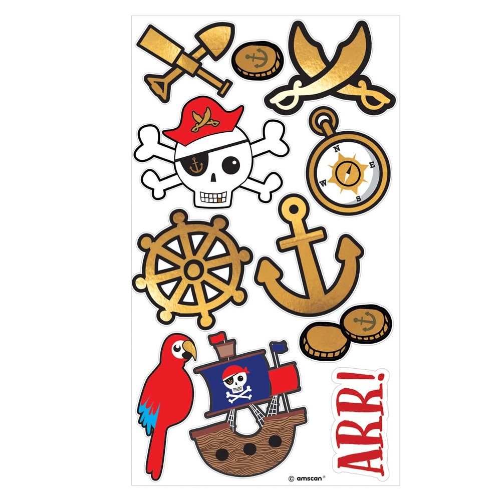 SZSMART Pirate Tatouage Pirates Tatouages Temporaires pour Enfants 16 Feuilles Tatouages eph/ém/ères Autocollants Cadeau de lanniversaire denfant la f/ête de Pirates