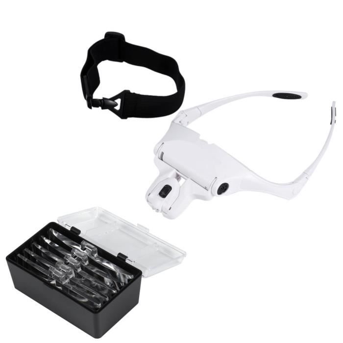 Lunette Loupe 2 LED Loupe Eclairante Loupe Frontale Lecture Travaux de Precision
