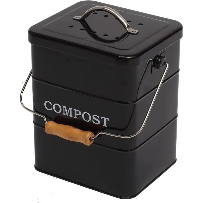 Ayacatz Poubelle À Compost Acier Carbone Comptoir Cuisine 6 L