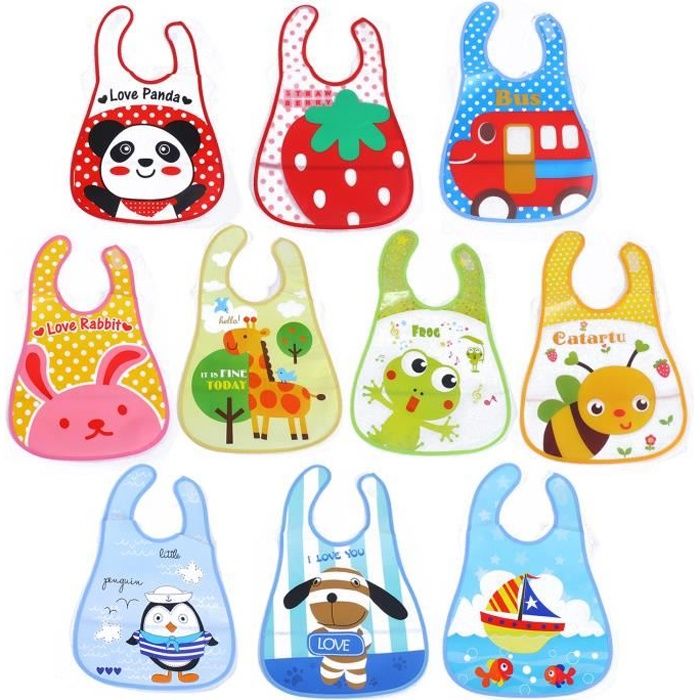 Lot De 10 Bavoirs Bebe Bavoir Impermeable Bebe Avec Dessin Anime Cadeau Naissance Cdiscount Puericulture Eveil Bebe