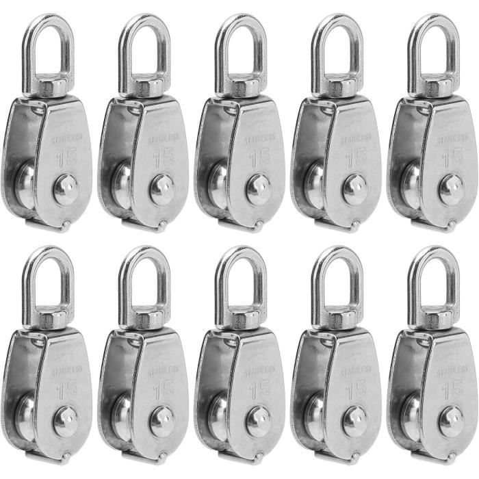 Poulie Simple Pivotante Uxcell - Pour Corde 8mm, Câble 20mm - Charge 0,075T