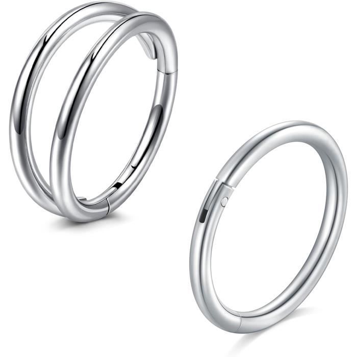 Piercing Au Nez,Multicolor 2--Anneau De Nez En Acier Inoxydable, 1 Pièce De 8mm 20G, Piercing De