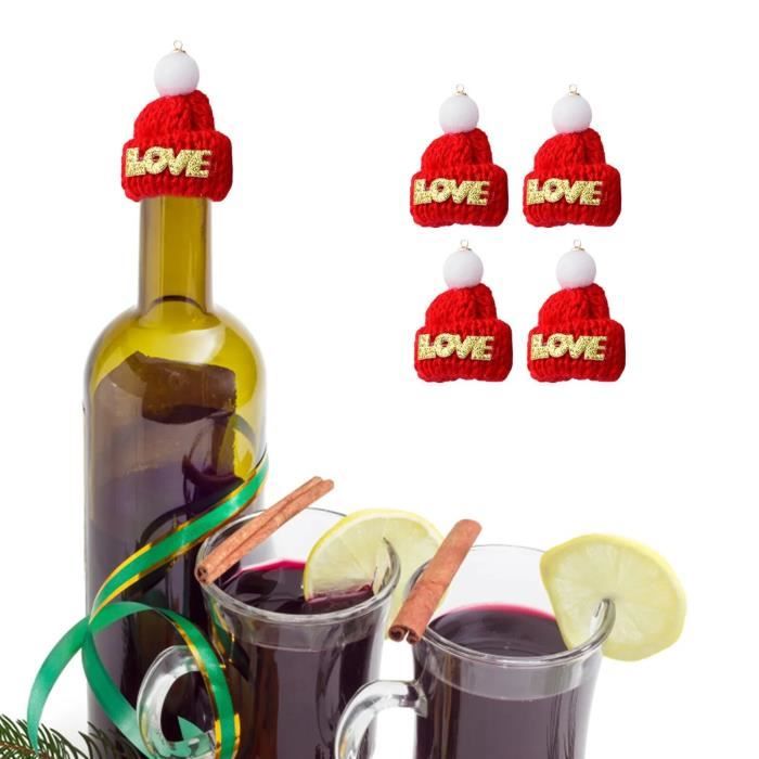60 Pièces Mini Bonnet et Echarpe de Noel Set, Mini Chapeau de Noël et Écharpe, Mini Bonnet de Noel pour Décor de Fête de Noël, Décoration de Bouteille et Décoration de Table