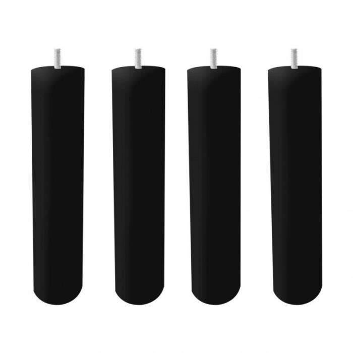 Lot de 4 pieds de meuble noir 25x6 rond bois de hêtre - PIEDS DE LIT Meubletmoi