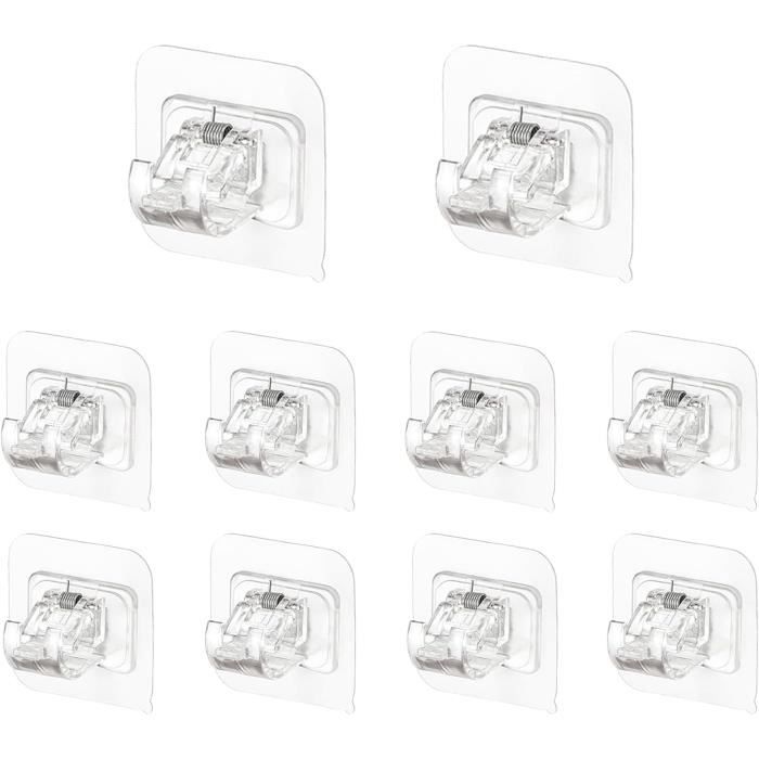 Support Tringle Rideau Sans Perçage - Lot De 4 Adhésifs Transparents Pour Douche Ou Placard