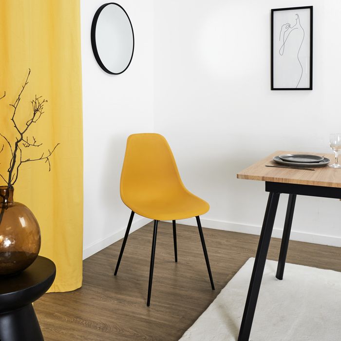 Chaise - Home Deco Factory - Gustav - Design épuré - Jaune - Cdiscount ...