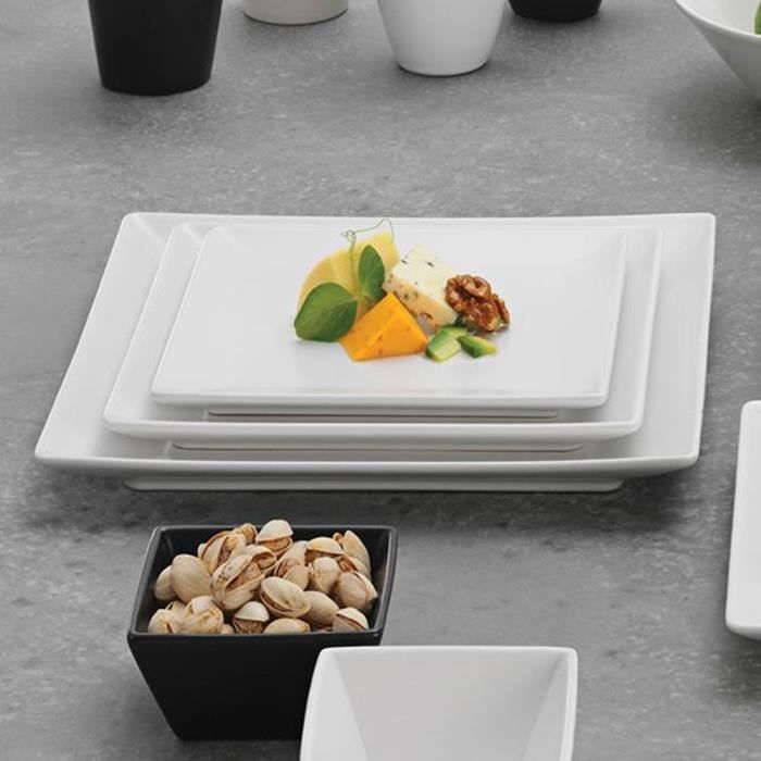 Assiette à entrée ou à dessert en grès blanc - L 21 cm - Quadro Assiette à entrée ou à dessert en grès blanc - L 21 cm - Quadro