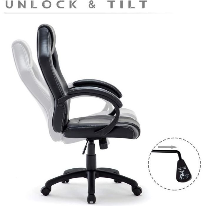Chaise de Gamer Fauteuil de Bureau avec Haute Dossier ...